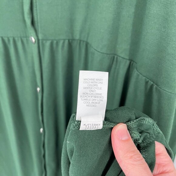 J Jill Wearever Button Front Tunic Top Dress Size XL Green Stretch Jersey Knit - Picture 8 of 11